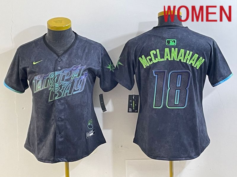 Women Tampa Bay Rays #18 Mcclanahan Black City Edition 2024 Nike MLB Jersey style 1->->